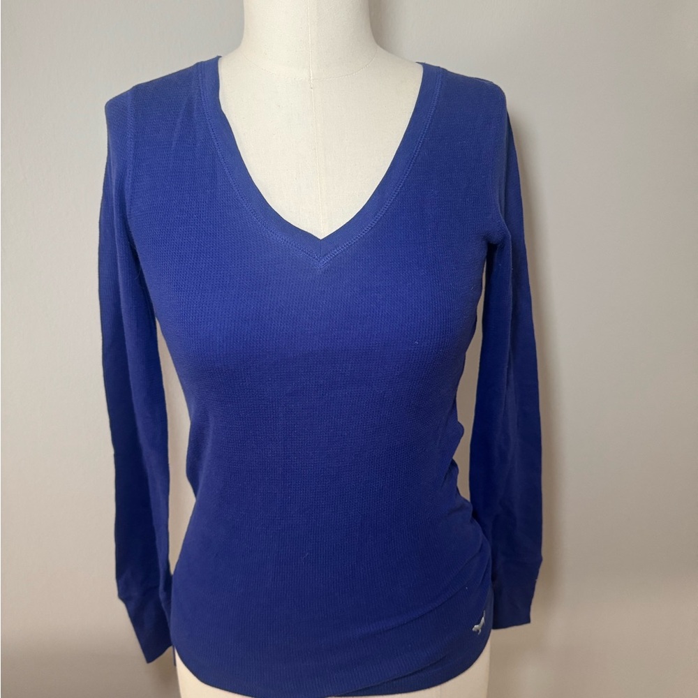 PINK Victoria's Secret Royal Blue Long Sleeve V-Neck Top